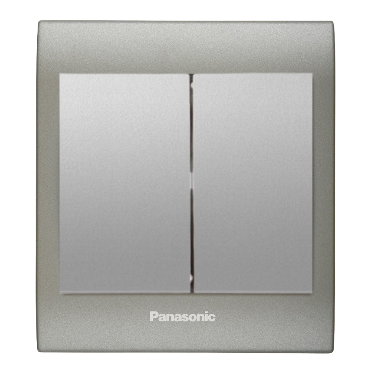 Viko Panasonic Thea Blu İkili Anahtar, Çerçeve Inox Matt+Dore, Kapak Metalik Beyaz