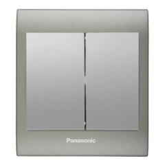 Viko Panasonic Thea Blu İkili Anahtar, Çerçeve Inox Matt+Dore, Kapak Metalik Beyaz