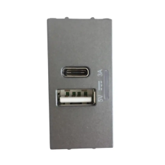 Viko Panasonic Thea Modüler Füme Usb Şarj Prizi Type A+C 5V 3A Mekanizma - WVTT12414DG-TR