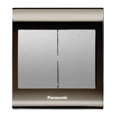 Viko Panasonic Thea Blu İkili Anahtar, Çerçeve Una+Füme, Kapak Metalik Beyaz