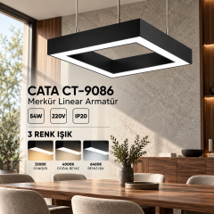 Cata Merkür 60cm 54w Sarkıt Siyah Linear Sıva Üstü Armatür CT-9086