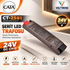 Cata 17 Amper 400W 24 Volt Klemensli Premium Şerit Led Trafosu Adaptör CT-2581
