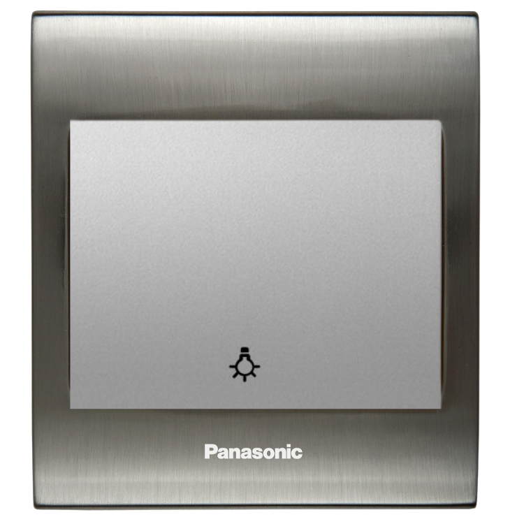 Viko Panasonic Thea Blu Light Anahtar, Çerçeve Inox+Beyaz, Kapak Metalik Beyaz