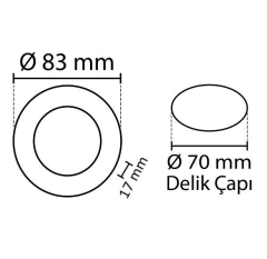 Noas 3w Sıva Altı Slim Led Panel Yuvarlak YL10-0300, YL10-0301 Günışığı