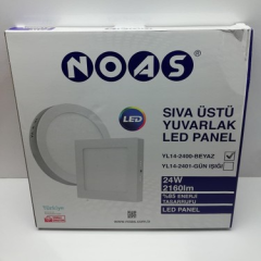 Noas 24w Sıva Üstü Yuvarlak Beyaz Kasa Led Panel YL14-2410, YL14-2411