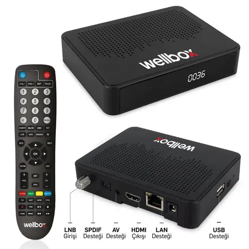 Wellbox Uydu Alıcı Mini Full Hd Iptv Dahili Wıfı Youtube Ethernet Atom Plus-Hd