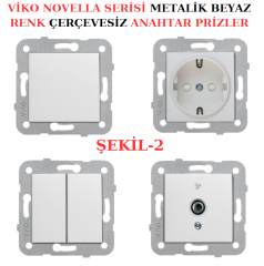 Viko Artline Novella Serisi METALİK BEYAZ Renk Anahtar ve Priz Çeşitleri