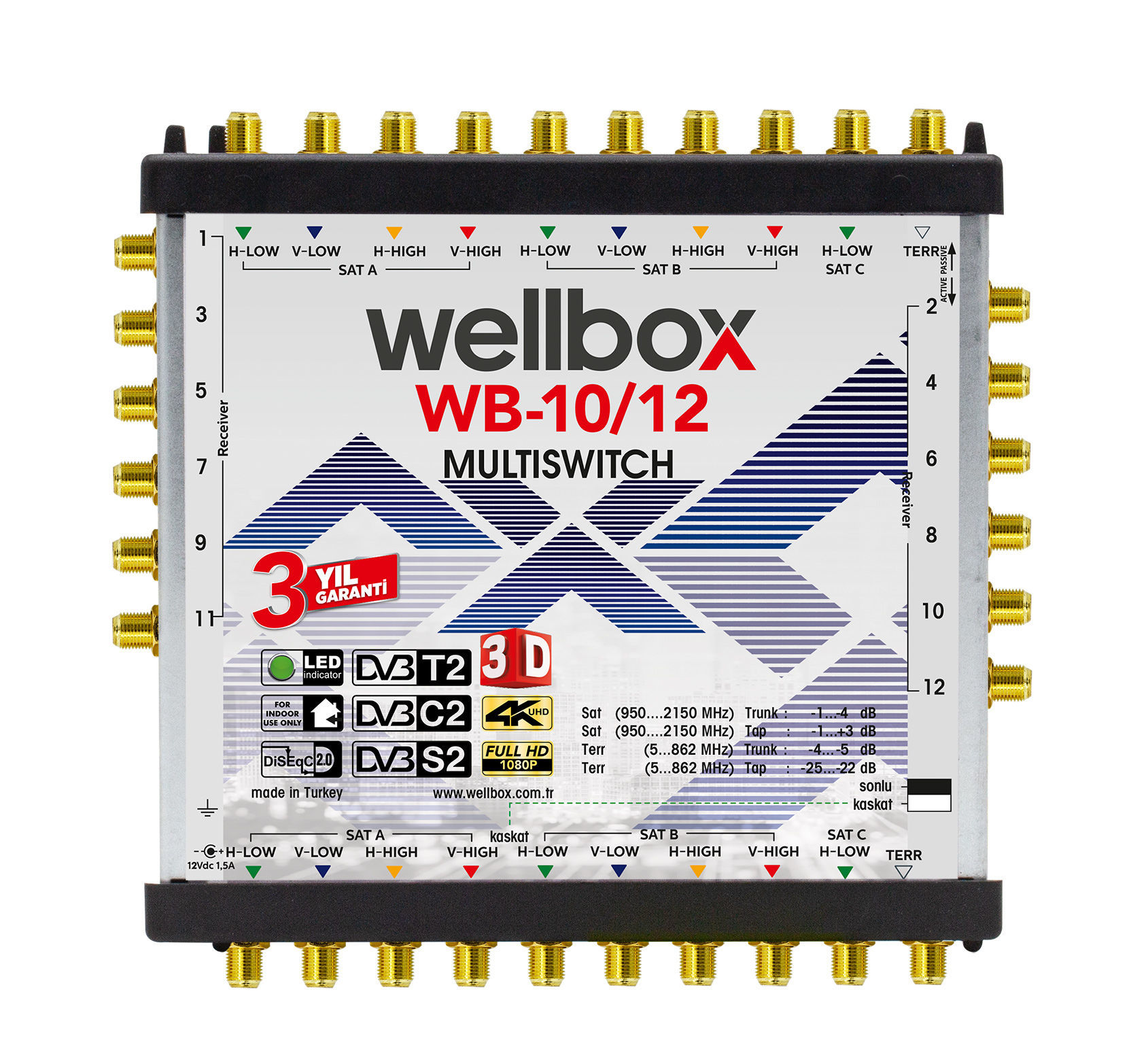 Wellbox 10/12 Uydu Santrali Kaskatlı/Sonlu Multiswitch WXM-1012