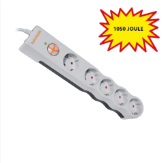 Tunçmatik Beşli Akım Korumalı Priz Anahtarlı, 1.5 Metre Kablolu 1050 Joule TSK6134, TSK6136 Beyaz