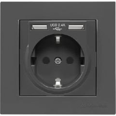 Mutlusan Rita Füme Type A USB Şarjlı Topraklı Priz 2220 619 0295