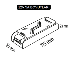 Noas 5 Amper 60W 12 Volt Şerit Led Trafosu Slim Bakır Sargı Promax Serisi YL20-0600