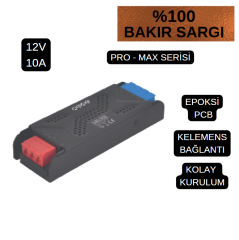 Noas 10 Amper 120W 12 Volt Şerit Led Trafosu Slim Bakır Sargı Promax Serisi YL20-1200