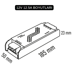 Noas 12,5 Amper 150W 12 Volt Şerit Led Trafosu Slim Bakır Sargı Promax Serisi YL20-1500