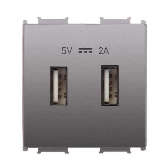 Viko Panasonic Thea Modüler Antrasit Usb Şarj Prizi Alt+Kapak 2M 5V-2A - WVTT22314AN-TR