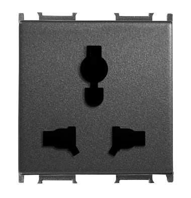 Viko Panasonic Modüler Füme Universal Combi Priz Alt+Kapak 2M - WVTT22244DG-TR