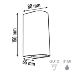 Noas YL83-1022 PERGE Siyah Çift Yönlü Dış Mekan Aplik Boş Kasa