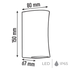 Noas YL83-1032 MİRA 6 Watt Siyah Çift Yönlü Dış Mekan LED Aplik - Gün Işığı (3200K) - IP65