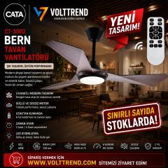 Cata Bern 40w Ledli 132cm 3 Renk Mod Ahşap Görünümlü Tavan Vantilatörü CT-3002