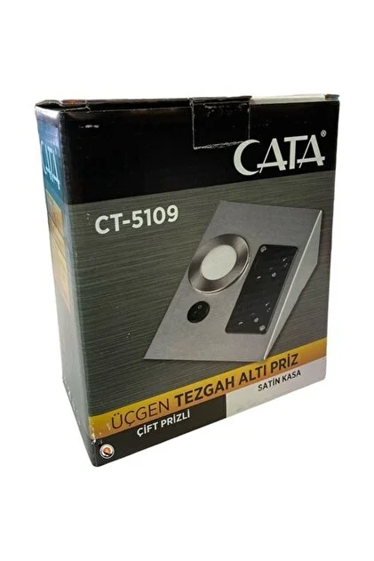 Cata CT-5109 Çift Prizli Üçgen Tezgah Altı LED Aydınlatma Armatürü - Saten/Krom Kasa