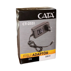 Cata 12V 2A Fişli Adaptör Plastik Kasa 24w IP44 5.5x2.5mm Jaklı CT-2551