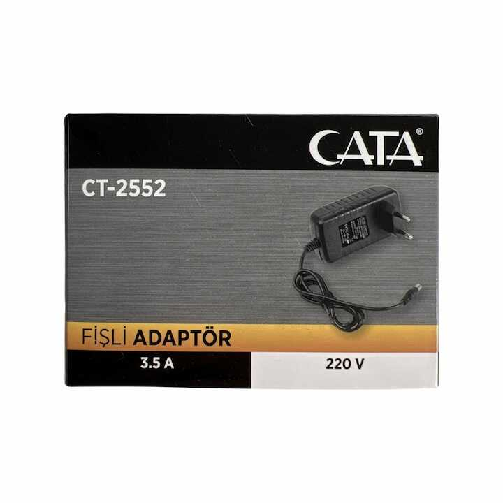 Cata 12V 3,5A Fişli Adaptör Plastik Kasa 24-42w IP44 5.5x2.5mm Jaklı CT-2552