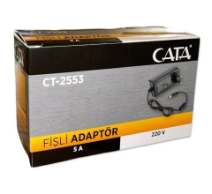 Cata 12V 5A Fişli Adaptör Plastik Kasa 42-60w IP44 5.5x2.5mm Jaklı CT-2553