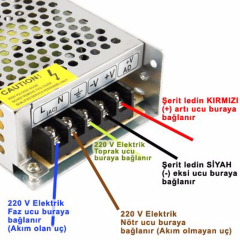 Noas 5 Amper 60W 12 Volt Şerit Led Trafosu Slim Bakır Sargı YL20-0060