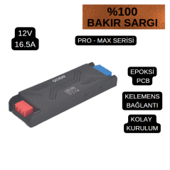 Noas 16,5 Amper 200W 12 Volt Şerit Led Trafosu Slim Bakır Sargı Promax Serisi YL20-2000
