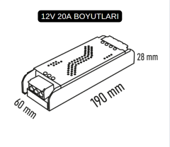 Noas 20 Amper 250W 12 Volt Şerit Led Trafosu Slim Bakır Sargı Promax  Serisi YL20-2500