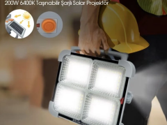 Cata Miami 200W Portatif Taşınabilir Şarjlı Solar Led Projektör Dimlenebilir Işık CT-4698