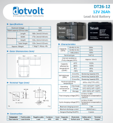 Dotvolt 12 Volt 26 Ah Kuru Tip UPS Aküsü DT26-12