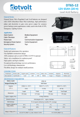 Dotvolt 12 Volt 65 Ah Kuru Tip UPS Aküsü DT65-12