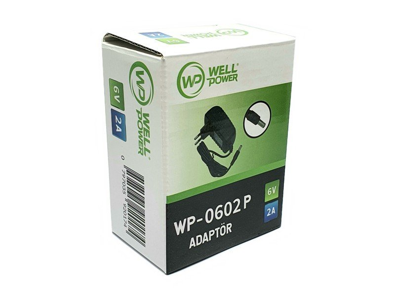 WellPower DC 6 Volt 2 Amper Adaptör 5.5x2.5mm Jak Fişli WP-0602P