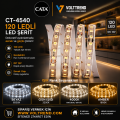 Cata 12 Volt İç Mekan 120 Ledli 2835 Şerit Led CT-4540 [5 Metre]