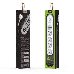 Ldnio SE4432 4xUsb Çıkışlı 4'lü Akım Korumalı Priz Beyaz