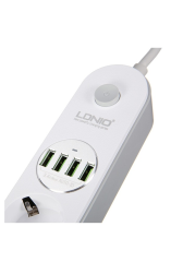 Ldnio SE4432 4xUsb Çıkışlı 4'lü Akım Korumalı Priz Beyaz