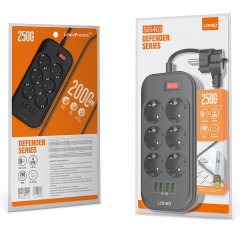 Ldnio SE6403 6'lı Akım Korumalı Priz 3.4A 4 Port USB Girişli