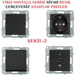 Viko Artline Novella Serisi SİYAH Renk Anahtar ve Priz Çeşitleri