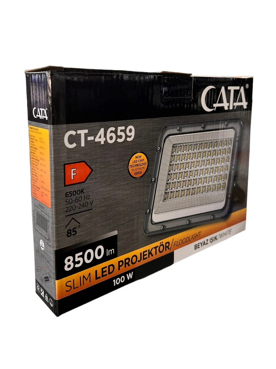 Cata 100w LED Projektör Beyaz Işık 6500k Platinium 8500 Lümen CT-4659