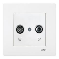 Viko Karre Beyaz TV-SAT İkili Uydu Prizi ÇERÇEVELİ