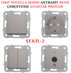 Viko Artline Novella Serisi ANTRASİT Renk Anahtar ve Priz Çeşitleri