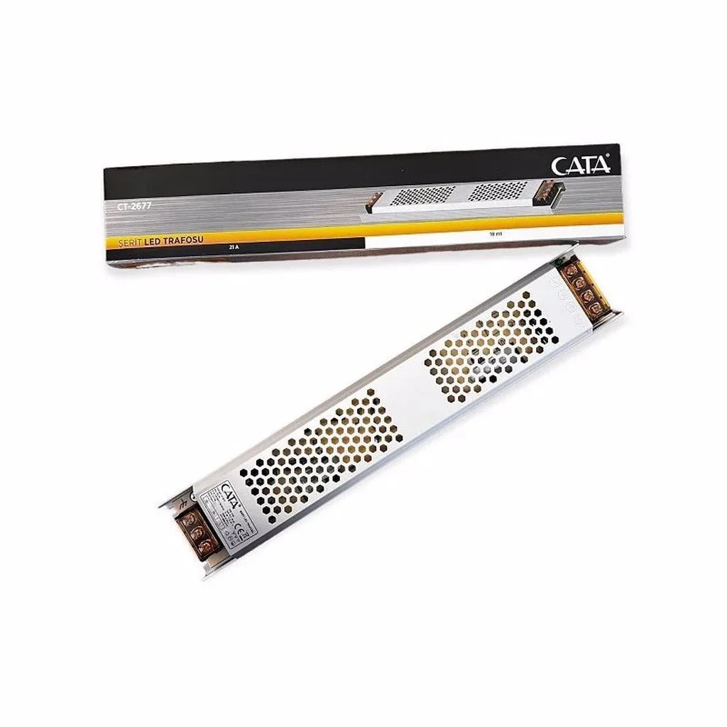 Cata 21 Amper 252W 12 Volt Şerit Led Trafosu Ultra Slim Adaptör CT-2677