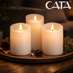 Cata CT-8433 Prag Pilli 3 Lü Set Mum Dekoratif Masa Lambası 3200k Gün Işığı