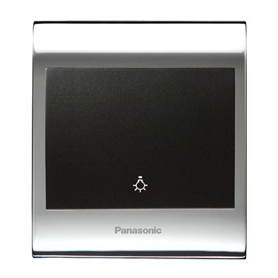 Viko Panasonic Thea Blu Light Anahtar, Çerçeve Chrome+Beyaz, Kapak Siyah