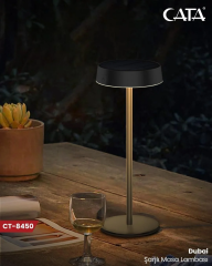 Cata CT-8450 Dubai 3 Işık Siyah Renkli Dokunmatik USB Şarjlı Dim Edilebilir Solar Masa Lambası
