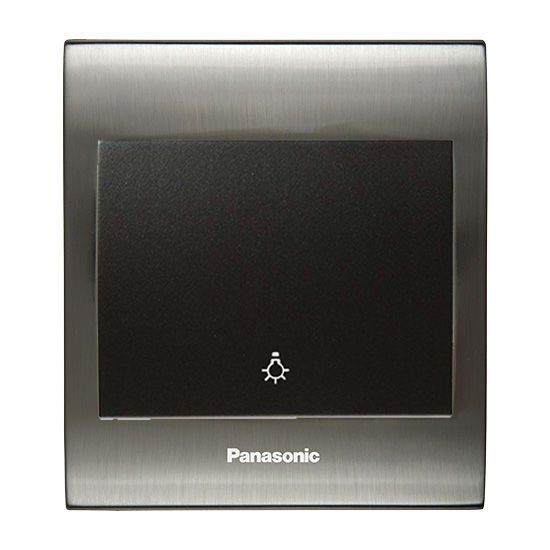 Viko Panasonic Thea Blu Light Anahtar, Çerçeve Inox+Beyaz, Kapak Siyah