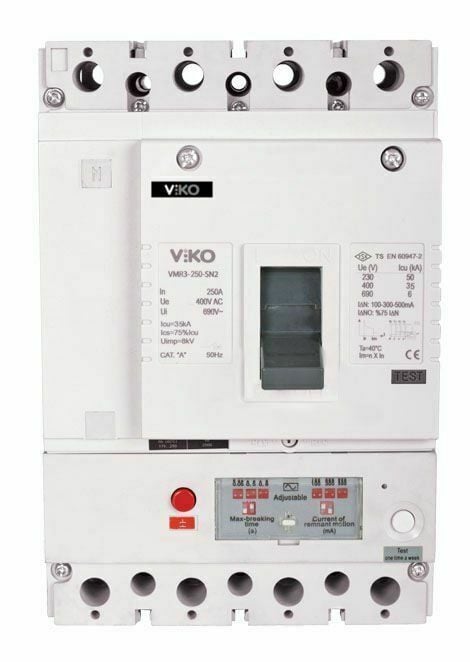 Viko 4X250 Amper 4 Kutuplu 35kA Kaçak Akımlı Kompakt Şalter VMR3-250-SN2