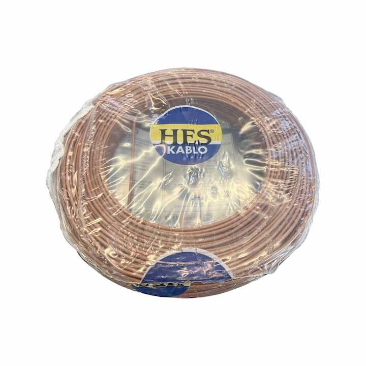 Hes Kablo 1 mm² Nya Tam Bakır TSE Kablo H05VU  - 100 Metre Kahverengi