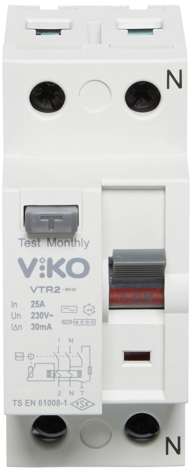 Viko 2x25 Amper 30 Miliamper Monofaze Kaçak Akım Rölesi - VTR2-2530