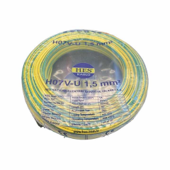 Hes Kablo 1,5 mm² Nya Tam Bakır TSE Kablo H057V)U  - 100 Metre Sarı Yeşil
